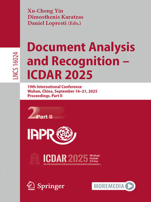 cover image of Document Analysis and Recognition – ICDAR 2025